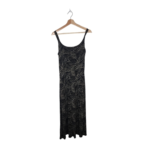 Banana Republic Sleeveless black gold Maxi Dress slim fit column Medium - Picture 10 of 11